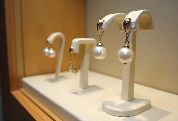 Elegant Pearl Earrings Displayed in a Stunning Jewelry Showcase